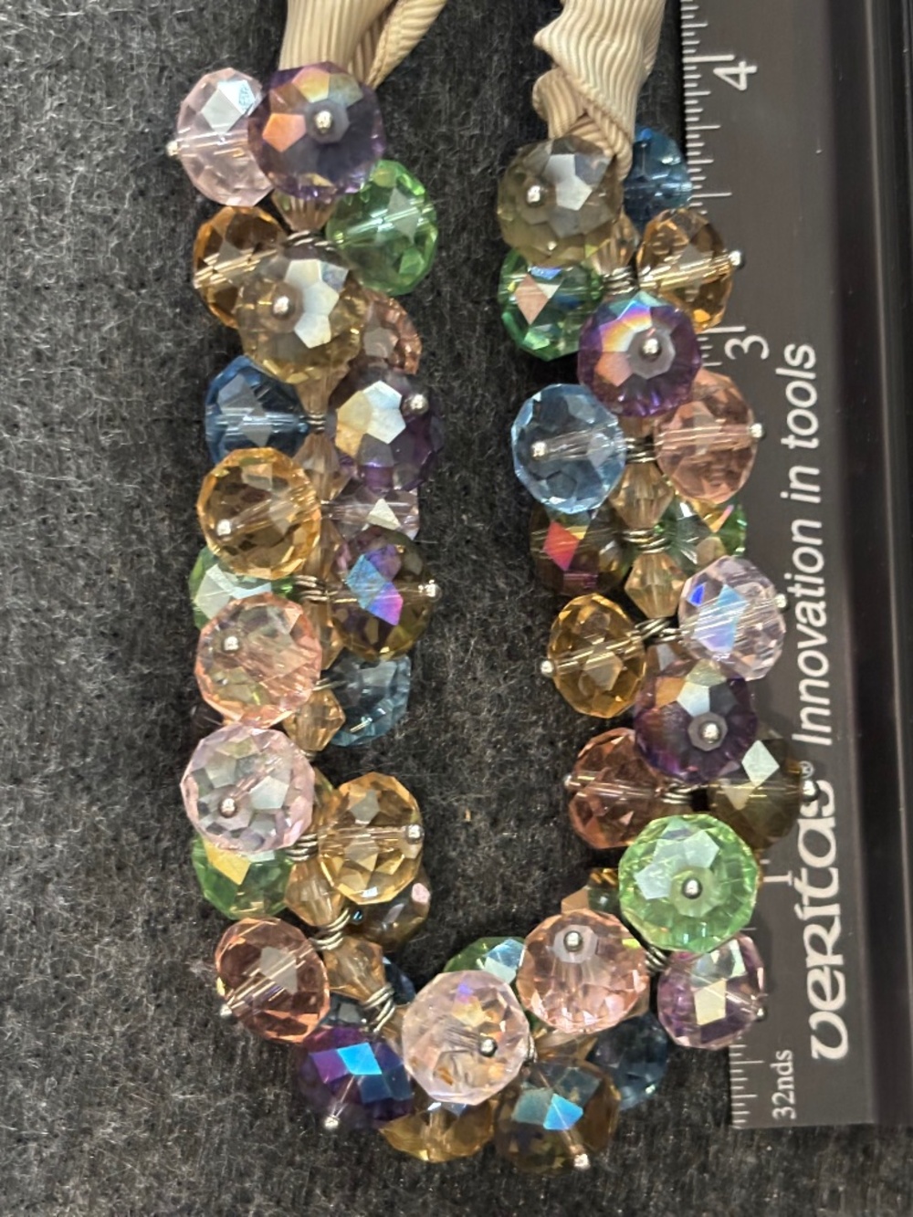 Ali Khan New York Ribbon Crysta/Glass Bead Necklace